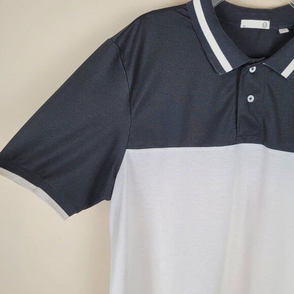 Tasc Performance Size XL Varsity Blocked Pique Polo Short Sleeve Black Bone - Picture 7 of 12